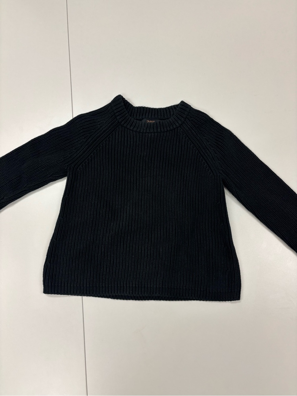 Quince Black Ribbed Crewneck Sweater